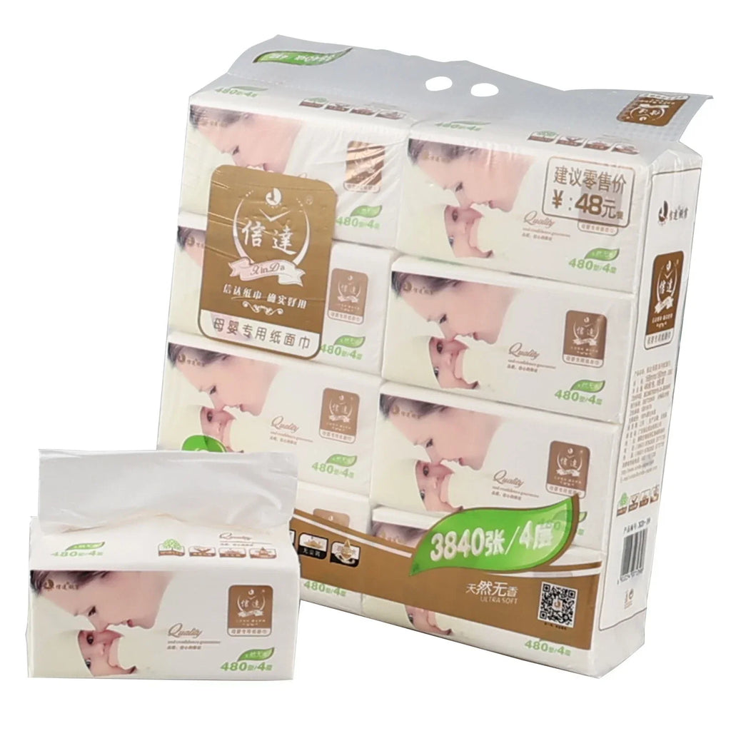 40 Packs 4-Ply White Facial Tissues, Soft Facial Napkins, 120 Sheets/Pack